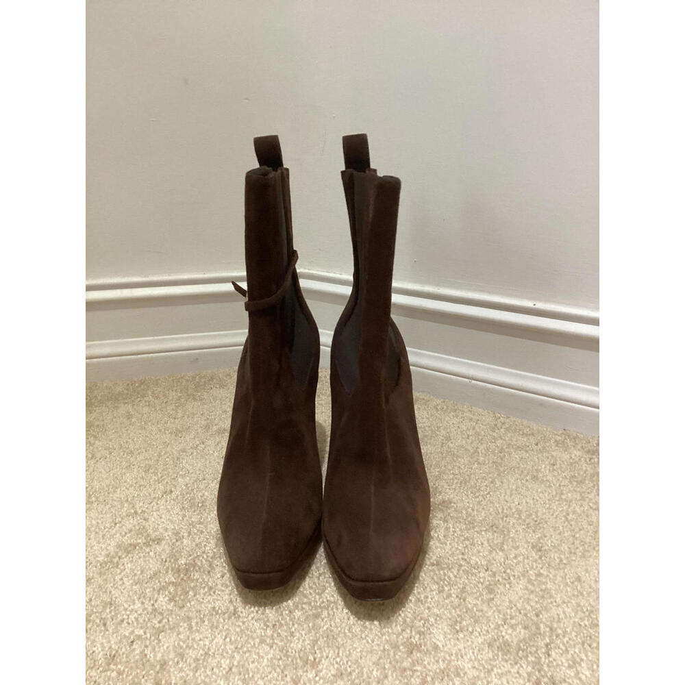 Gucci Brown Suede Wedge Ankle Boots